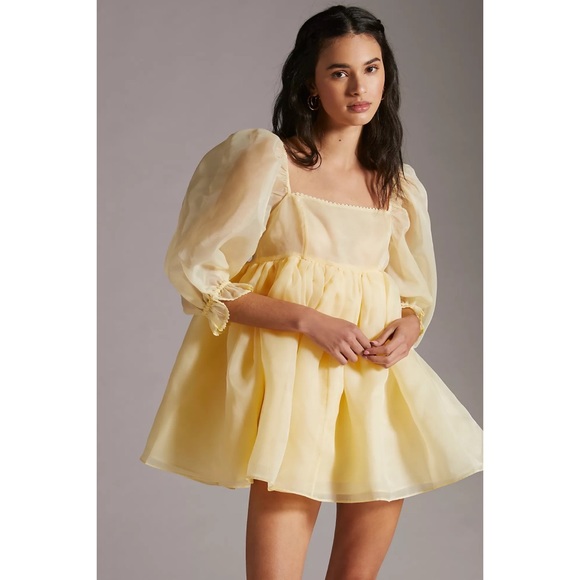 Anthropologie Selkie Puffed-Sleeve Square-Neck Mini Dress - Picture 6 of 9